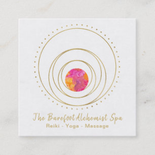 *~*  Geometric Boho Gold Sacred Geometry Lunar Square Business Card