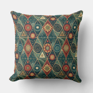 Geometric Boho Mandala Triangle Design Pattern Art Cushion