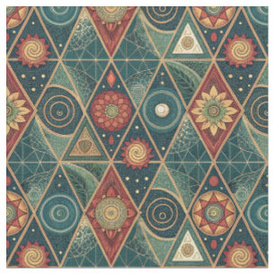 Geometric Boho Mandala Triangle Design Pattern Art Fabric