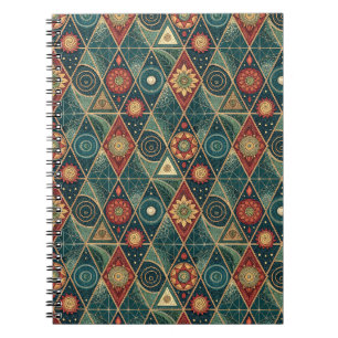 Geometric Boho Mandala Triangle Design Pattern Art Notebook