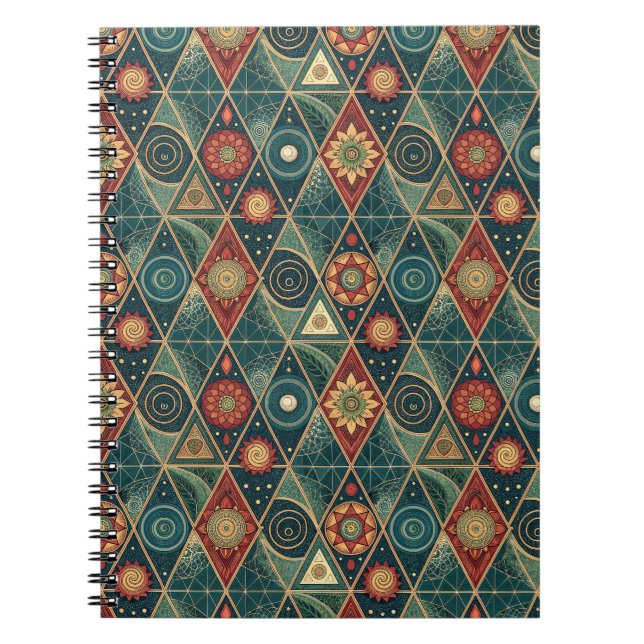 Geometric Boho Mandala Triangle Design Pattern Art Notebook (Front)