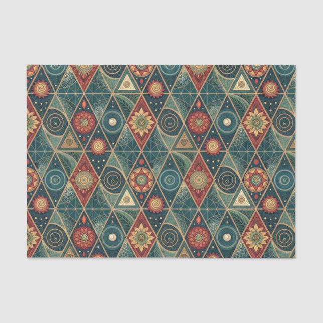 Geometric Boho Mandala Triangle Design Pattern Art Tissue Paper (Front)