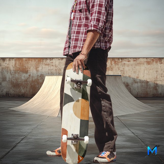 Geometric Boho Skateboard - Earthy Minimalist Leaf (Creator Uploaded)