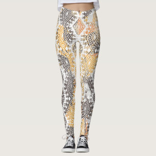 Geometric Boho Tribal: Distressed Pattern. Leggings