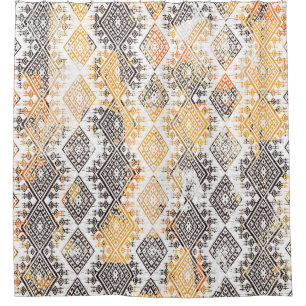 Geometric Boho Tribal: Distressed Pattern. Shower Curtain