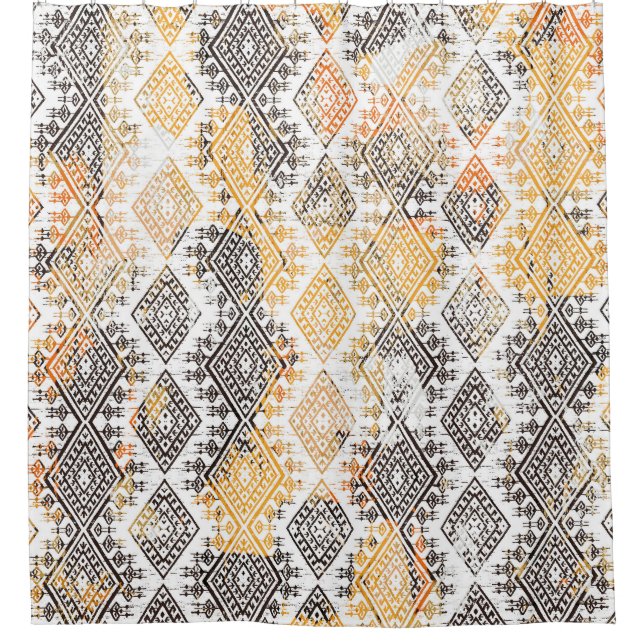 Geometric Boho Tribal: Distressed Pattern. Shower Curtain (Front)