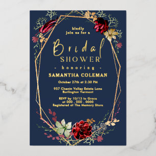 Geometric Boho Wildflower Blue Navy Bridal Shower