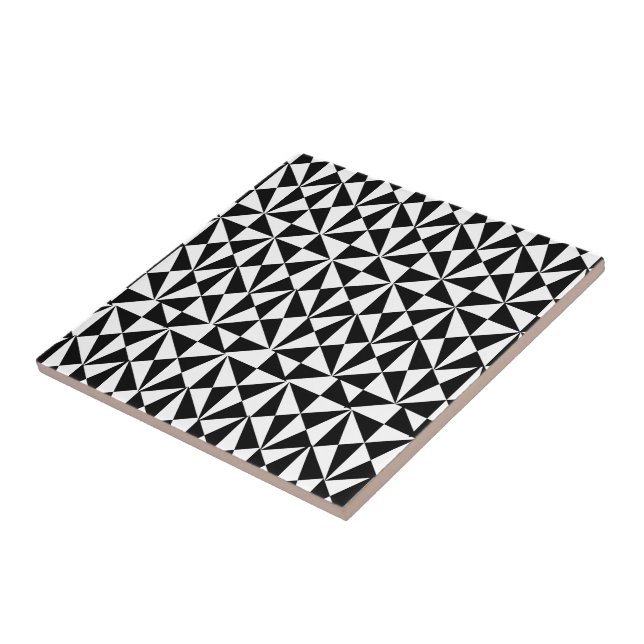 Geometric Bold Retro Funky Black White Tile (Side)