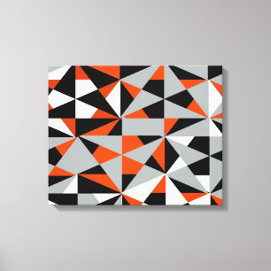 Geometric Bold Retro Funky Orange Black White Canvas Print