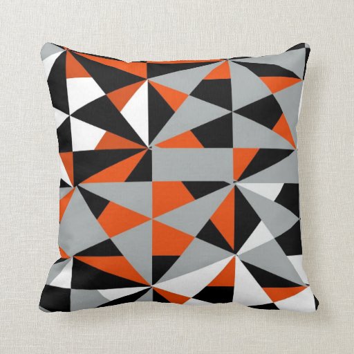 Image of Geometric Bold Retro Funky Orange Black White Cushion
