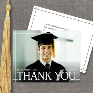Geometric Border Graduation Full-Photo Thank You Card