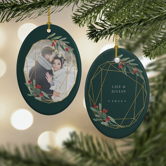 Geometric Botanical Border Photo Ceramic Tree Decoration (Creator Uploaded)