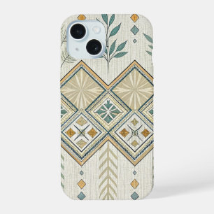 Geometric Botanical Folk Art Seamless Pattern iPhone 15 Case