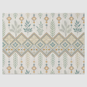 Geometric Botanical Folk Art Seamless Pattern Tissue Paper