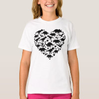 Geometric Brachiosaurus Dinosaur Heart Silhouette