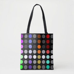 Geometric Bright Circles Multi Colour Design Black Tote Bag