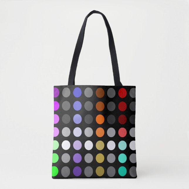 Geometric Bright Circles Multi Colour Design Black Tote Bag (Front)