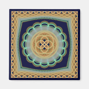 Geometric bright fractal framed ornament magnet