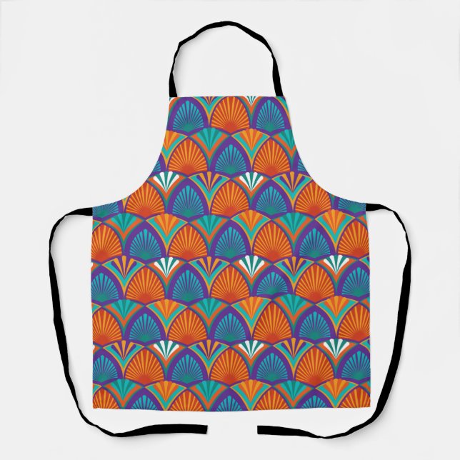 Geometric bright pattern with palm leaves, flowers apron (Front)