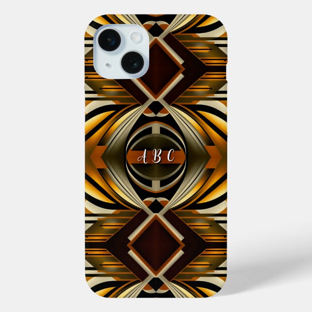Geometric Brown and Gold Geometric Pattern Case-Mate iPhone Case (Back)