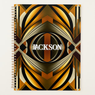 Geometric Brown and Gold Geometric Pattern Planner