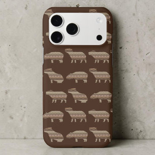 Geometric Brown Capybara Pattern Boho