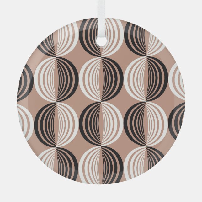 Geometric Brown Circles Seamless Design Glass Tree Decoration (Front)