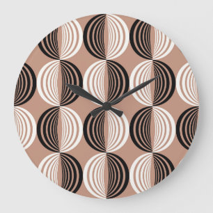 Geometric Brown Circles Seamless Design Large Clock