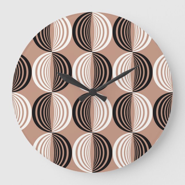 Geometric Brown Circles Seamless Design Large Clock (Front)