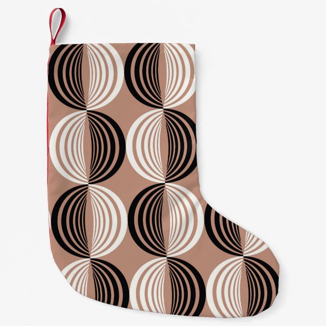 Geometric Brown Circles Seamless Design Small Christmas Stocking (Front)