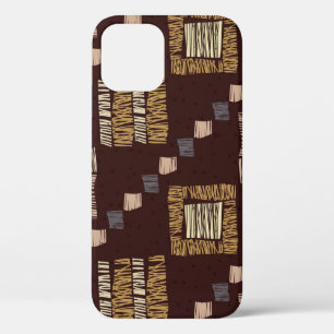 Geometric Brown Ethnic Tribal Background iPhone 12 Case