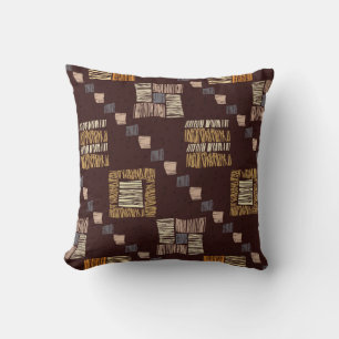 Geometric Brown Ethnic Tribal Background Cushion