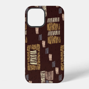 Geometric Brown Ethnic Tribal Background iPhone 12 Case