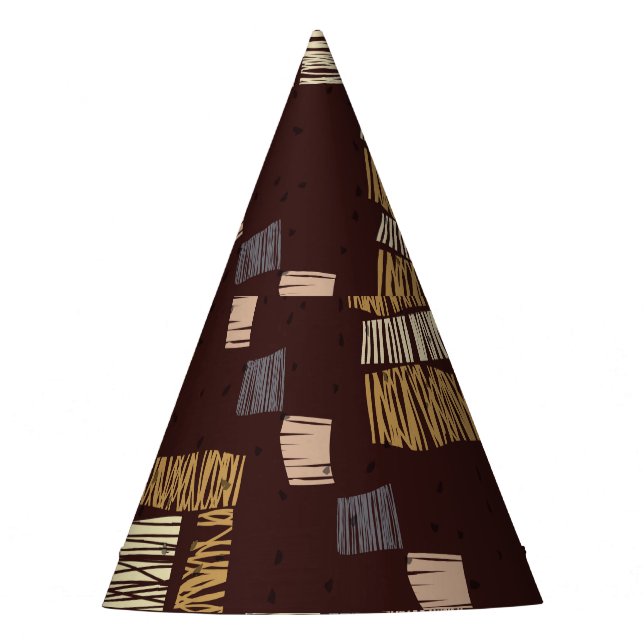 Geometric Brown Ethnic Tribal Background Party Hat (Front)