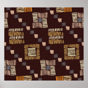 Geometric Brown Ethnic Tribal Background Poster