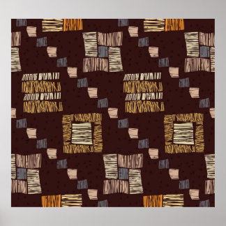 Geometric Brown Ethnic Tribal Background Poster