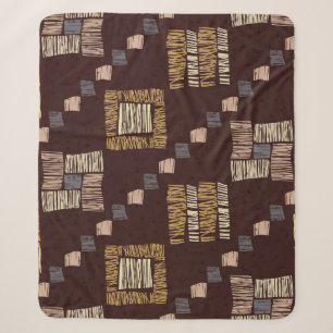 Geometric Brown Ethnic Tribal Background Sherpa Blanket