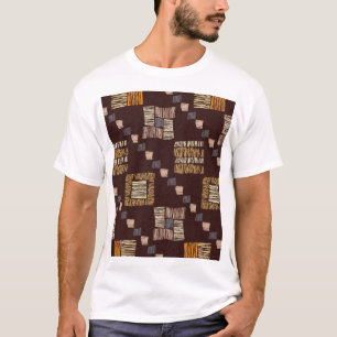 Geometric Brown Ethnic Tribal Background T-Shirt