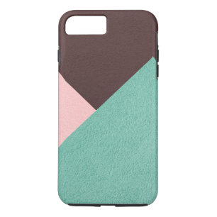 Geometric Brown Green & Pink Personalised iPhone 8 Plus/7 Plus Case