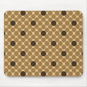 Geometric Brown Pattern with Circles Mouse Mat