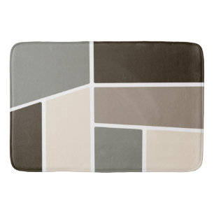 Geometric Brown, Taupe, Grey and Ivory   Bath Mat
