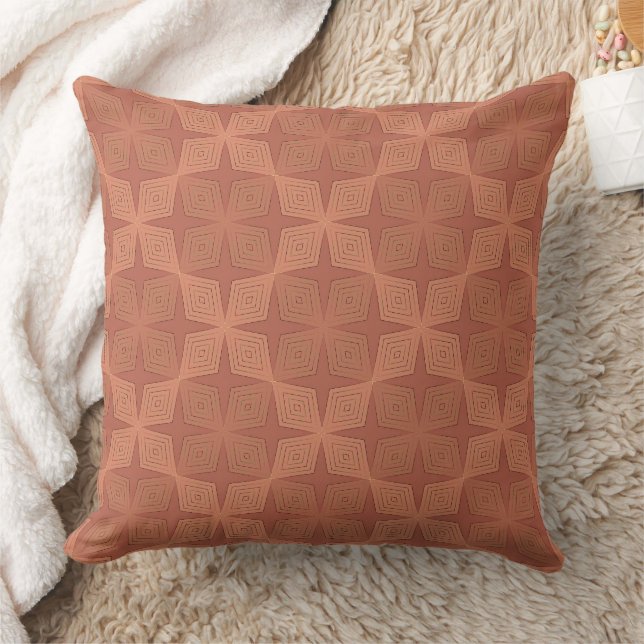 Geometric brown terracotta art deco cushion (Blanket)