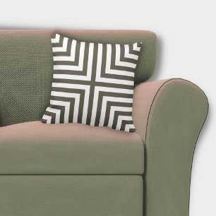 Geometric Brown & White Nested Angular Pattern Cushion