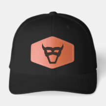 Geometric Bull Emblem Leather Patch Hat