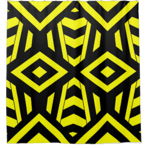 Geometric Bumble Bee Shower Curtain