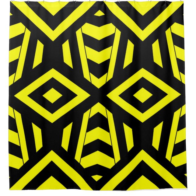 Geometric Bumble Bee Shower Curtain (Front)