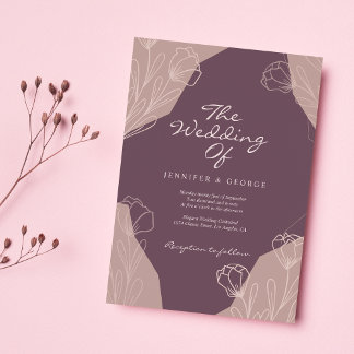 Geometric burgundy cream beautiful floral wedding invitation
