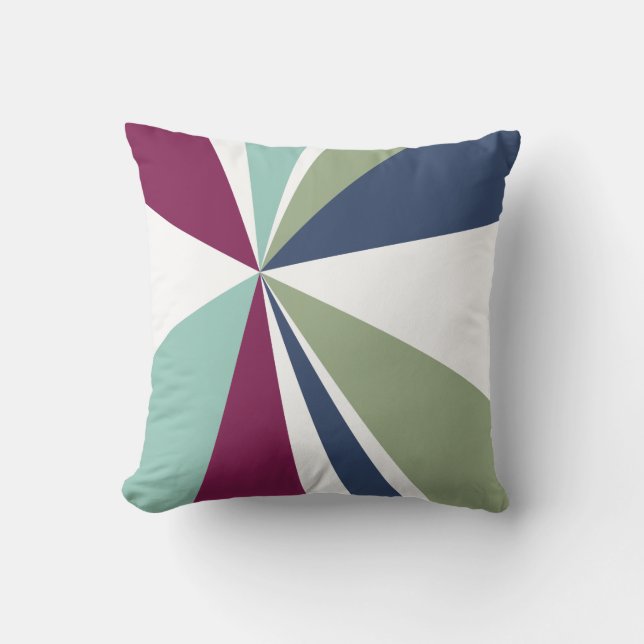 Geometric Burst Triangle Art Purple Blue Green Cushion (Front)