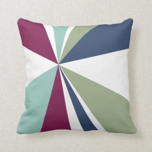 Geometric Burst Triangle Art Purple Blue Green Cushion
