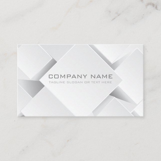 Geometric Business White and Pewter Blocks Card (Front)